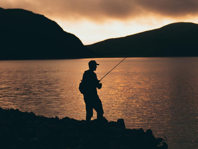 An angler fishing from the shore
