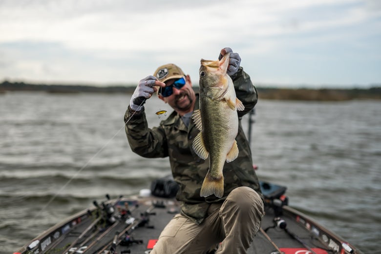 Mike Iaconelli holding blade bait fish
