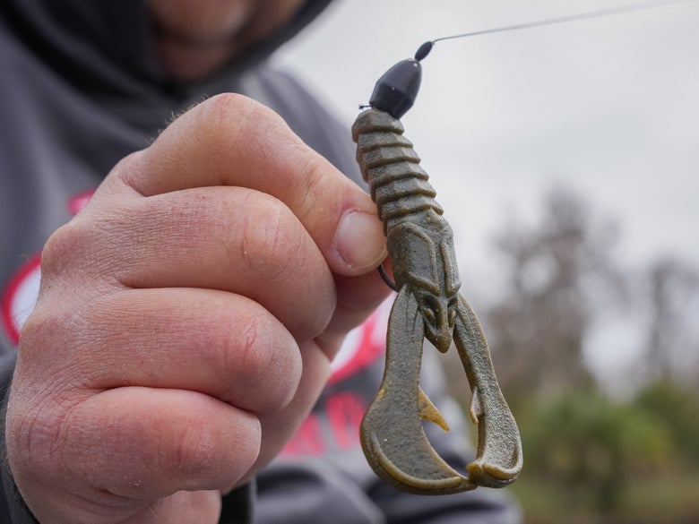 John Cox holding Berkley Shape 108 flip rig