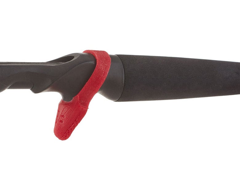 Baitcasting rod with an aftermarket trigger cover installed