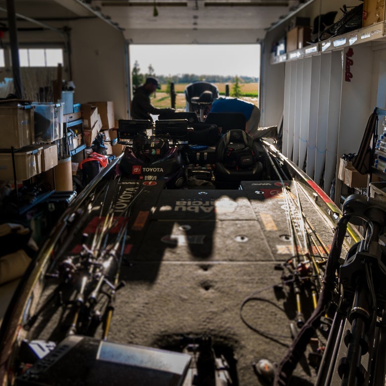 bass boat prepped for use