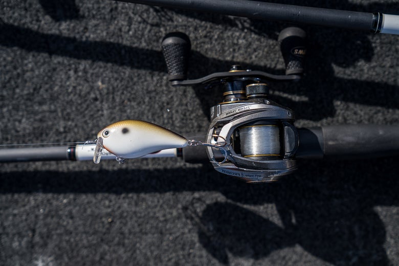 Wakebait Rod and Reel on boatdeck