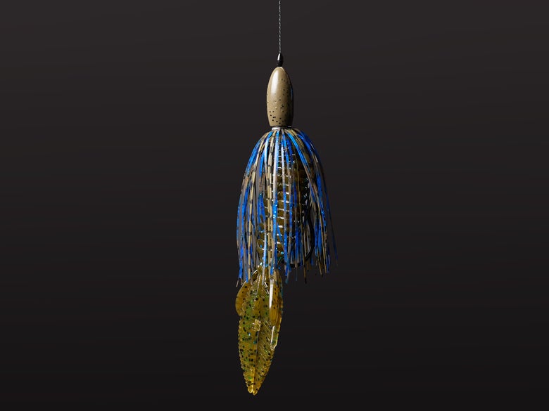 Fully rigged beaver with a punch skirt, weight, and punch stop.