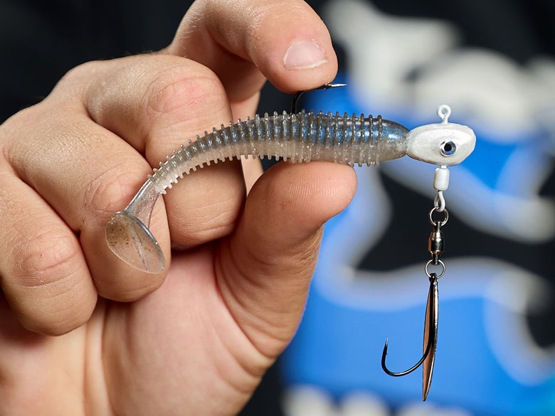 hook rigged facing away from blade