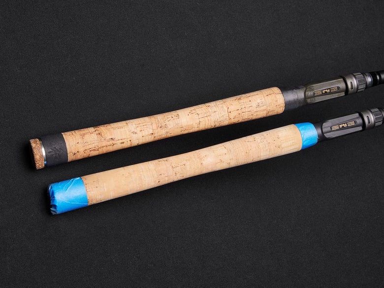 Two baitcasting rods with sealed cork handles