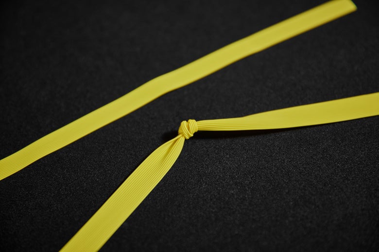 Skirting material knotted in the middle