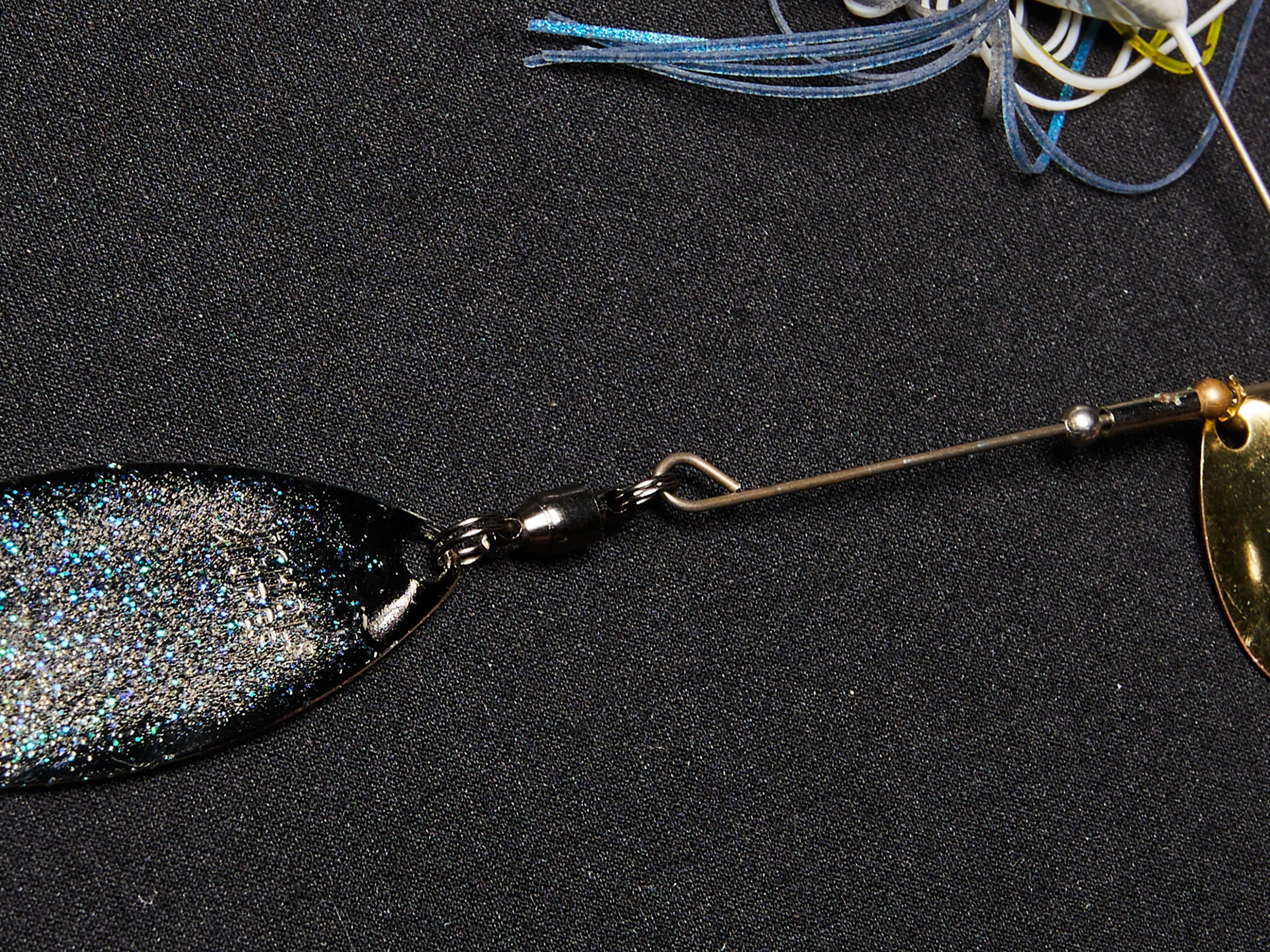 New replacement blade installed on a spinnerbait.