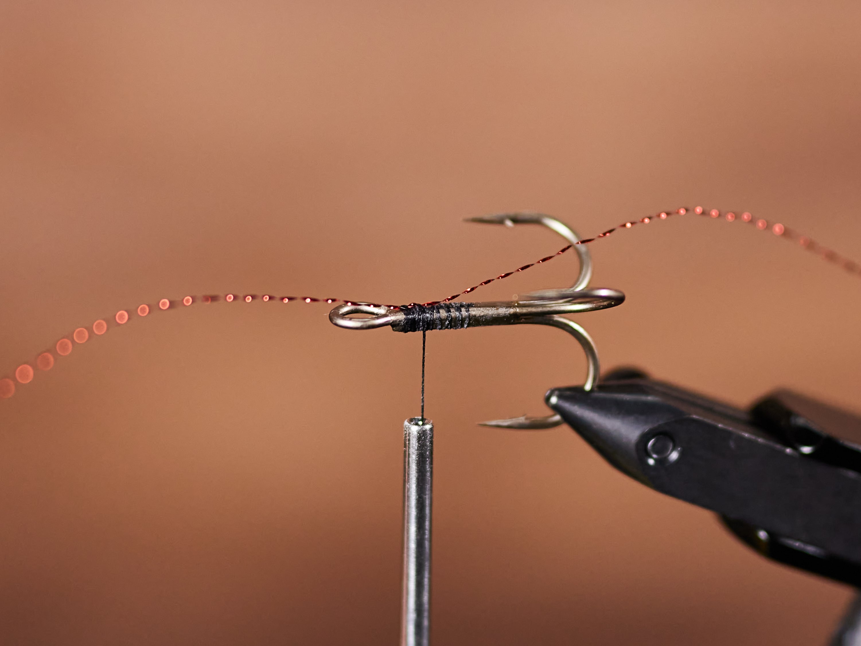 tying flash material on hook shank