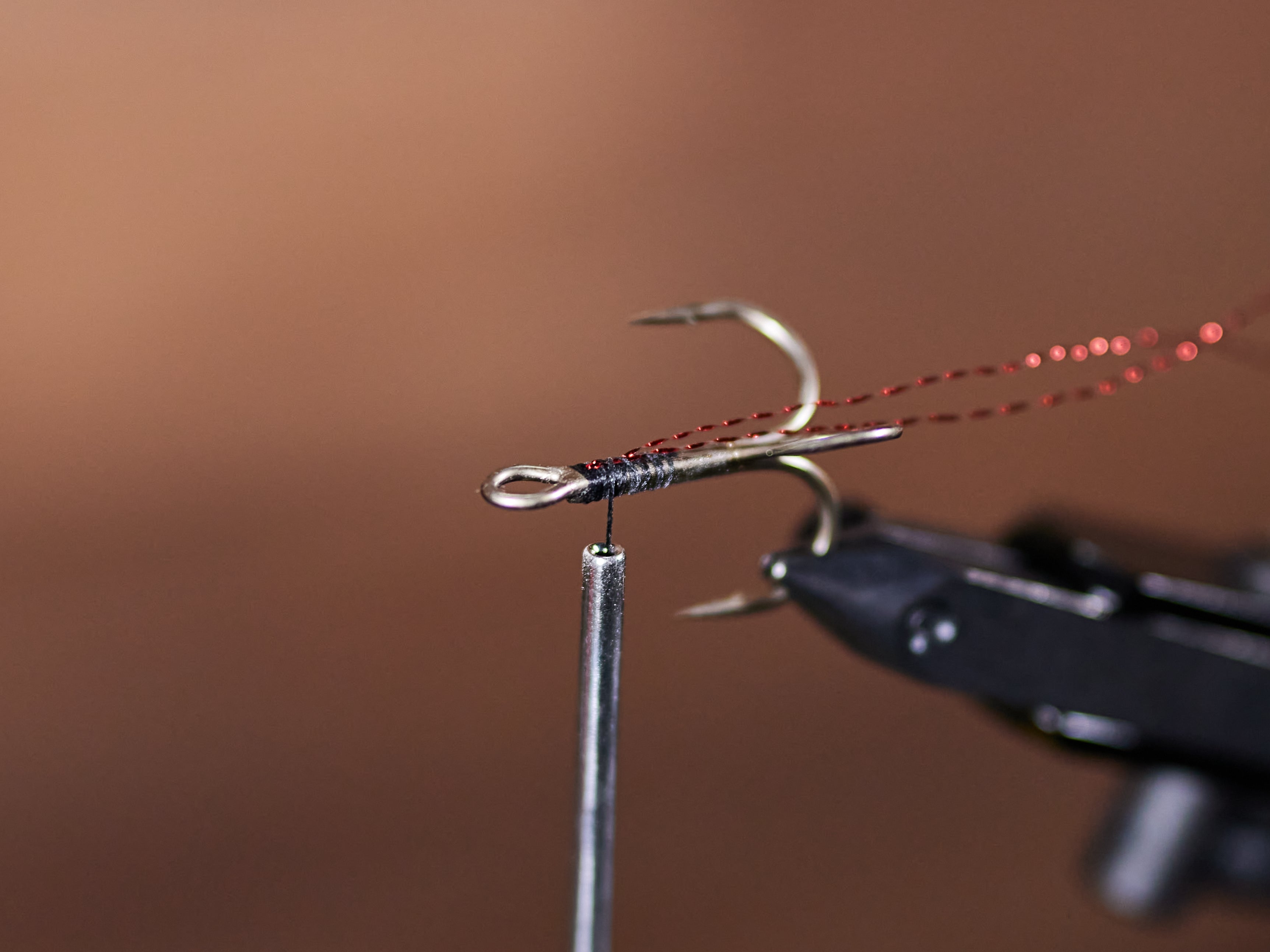 finished tying flash material on hook shank