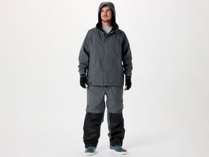 model wearing Aftco bib Jacket and gloves