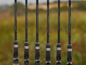vertical line up of all the models of the Dobyns Sierra Ultra Finesse Casting Rods