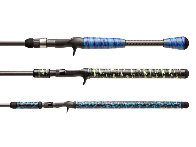 bass fishing rods with various custom grips
