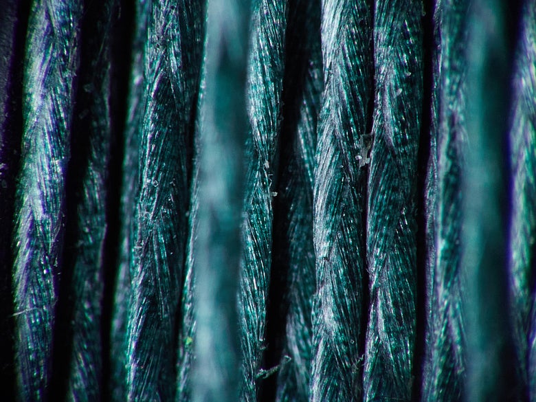 Extreme closeup of braided line fibers.